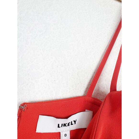 Likely Johnna Sweetheart Neckline Midi Dress Size 0 Orange Cocktail Wedding - Picture 5 of 14